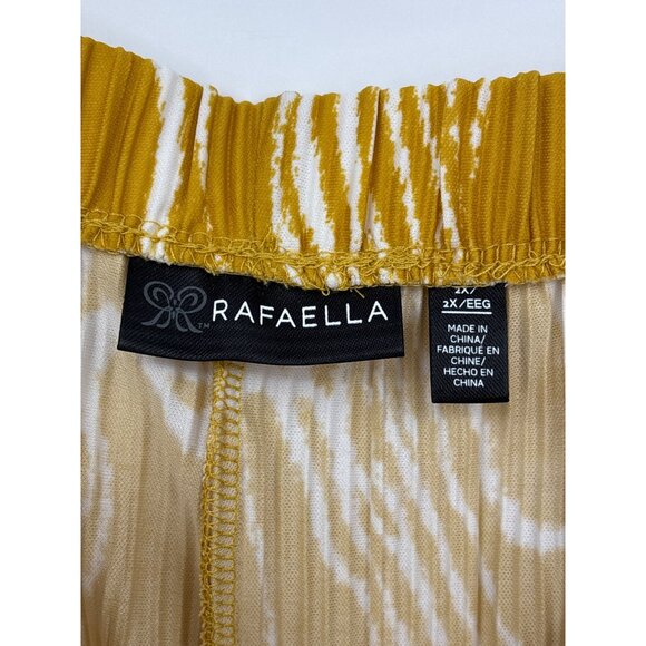 Rafaella Crop Wide Leg Crinkle Pant Golden Spice Yellow White 2X NEW - Picture 4 of 5